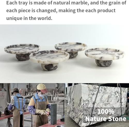 Marble Decorative Tray, 7" Round Marble Tray for Coffee Table - Image 3