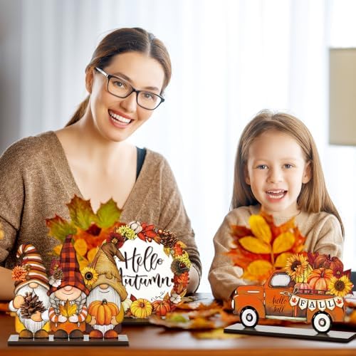 Wenqik 6 Pcs Fall Wooden Table Decorations for Home and Office, Harvest - Image 6