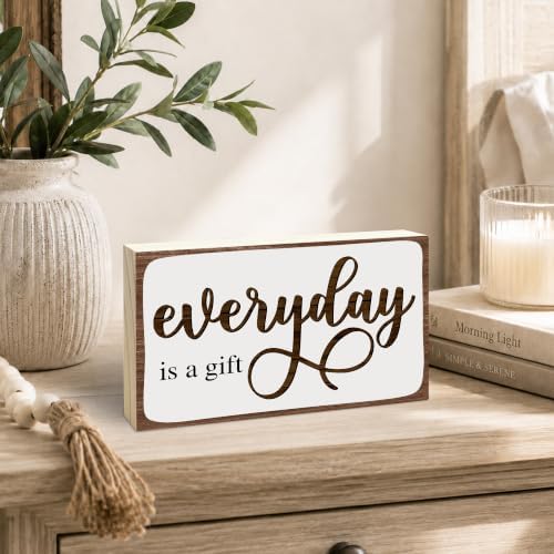 3x5 Inspirational Wooden Block Sign, Everyday Is a Gift, Rustic - Image 4