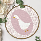 dvhdajed Coquette Pink Bow Goose Round Wall Art Decor, Preppy Goose Framed Canvas Art, Pink Nursery Wall Decor,Gooses Floral Wall Hanging Decor for Baby Nursery Bedroom Living Room, 10x10 In - Image 4