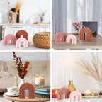 3 Set Pink Boho Shelf Decor Wood Arch Ends - Image 6