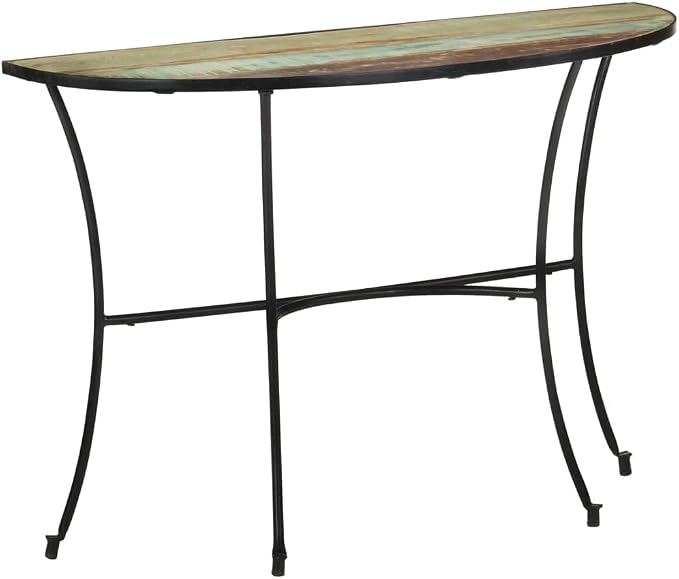 Reclaimed Wood Half-Circle Side Table 43.3"x15.7"x30.3" Narrow Space-Saving by ULUYYUC