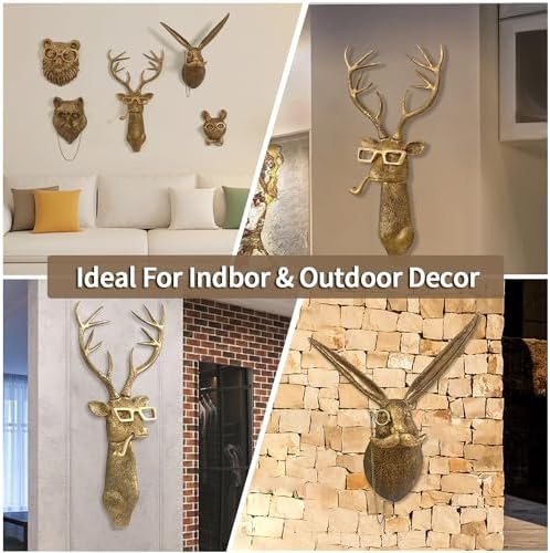 Joogour Head Wall Mount Decor,Resin Animal Sculptures，Art Deco Wall Hanging Decoration for Living Room Bedroom Officeroom Gift (Set of 5) - Image 5