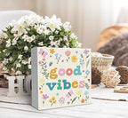 SRADMO Boho Floral Inspirational Wood Box Sign Desk Decor, Motivational Office Decor, Positive Inspirational Theme Wooden Block Box Sign Decoration for Home Office Shelf Table Decorative Accessories - Image 3