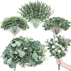 Giegxin 600 Pcs Mixed Artificial Eucalyptus Leaves Stems Bulk Green by Giegxin