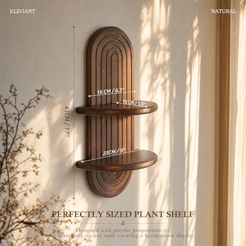 Plant Wall Shelf for Rustic Home Decor: Hanging Plant Shelf for Plant,Brown - Image 2
