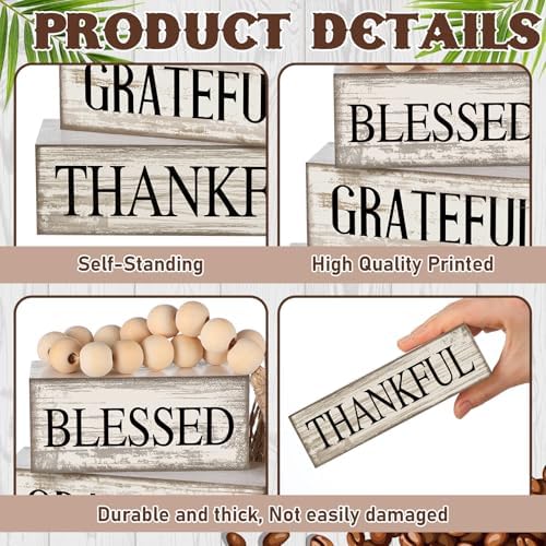 Yuntau 4 Pcs Farmhouse Thanksgiving Table Decor Stacked Wooden Block Sign - Image 4