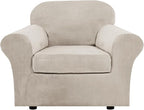 H.VERSAILTEX Rich Velvet Stretch 2 Piece Cover Chair Slipcover Sofa Cover by HVERSAILTEX