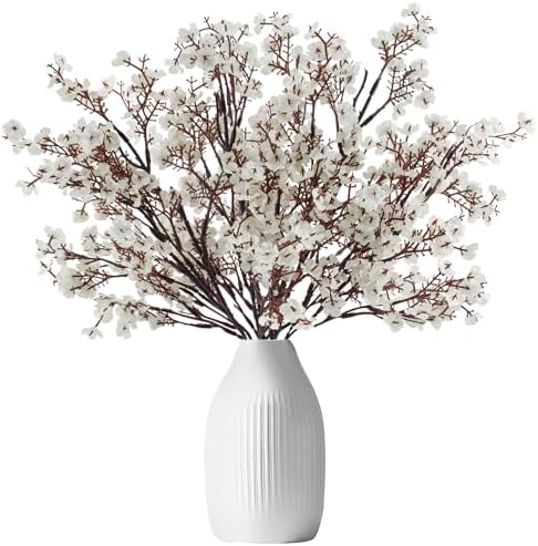 Babys Breath Artificial Flowers 6Pcs Fake Flowers Real Touch Faux Gypsophila Bouquet for Home Wedding Party Table Decor (White) by Bacucine