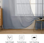 MIULEE 2 Panels Sheer Curtains for Living Room 54X63 Inch Dark Grey | Sheer - Image 4