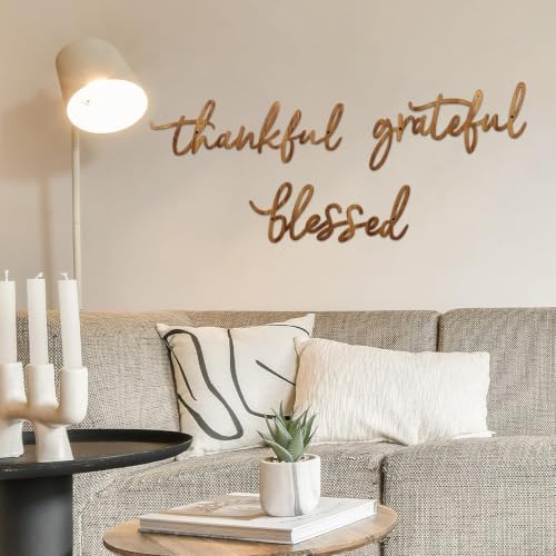 3 Pieces Thankful Grateful Blessed Letter Sign Metal Wall Decor - Image 6