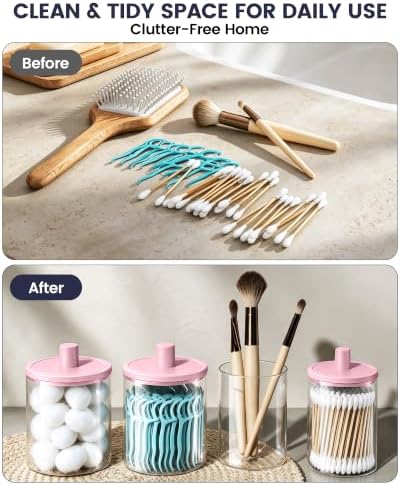 Glass Qtip Holder Dispenser - 4 Pack, Bathroom Decor and Organizer - Image 5