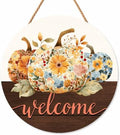 Fall Floral Pumpkin Decorations for Home, Fall Welcome Wooden Sign by Catta