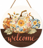 Fall Floral Pumpkin Decorations for Home, Fall Welcome Wooden Sign by Catta