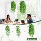 Artificial Watermelon Pattern Vines 4 Pack, 40" Fake Hanging Plants for Wall Decor Indoor, Unique Pattern Leaf Vines for Bookshelf Boho Living Room Bedroom Decor - Image 4