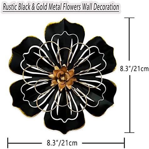 Metal Flower Wall Art Decor, 8.3" Rustic Modern Floral Sculpture, Distressed Iron Wall Hanging Home Decoration Accent Artworks for Indoor Kitchen Bedroom Living Room Office Outdoor Garden Patio - 06 - Image 4