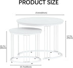 Garden 4 you Nesting Coffee Table, 23.6" Round Coffee Table Set of 2, Wooden - Image 2