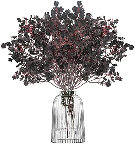 Uieke 30 Pcs Babys Breath Artificial Flowers Fake Silk Black Flowers Faux Gypsophila Bouquet Real Touch Floral for Home Wedding Halloween Party Centerpieces DIY Décor by Uieke