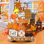 Fairysandy 21 Pcs Fall Tiered Tray Decor, Thanksgiving Table Sign, Gnome - Image 5
