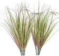 CATTREE Fake Plants Artificial Wheat Grass Outdoor Shrubs 8 Bundles, Faux Plastic Leaves Greenery Bushes for Garden Wedding Party DIY Decorations Indoor Office UV Resistant Glass Planter Filler Purple by CATTREE