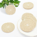 ABenkle 8 Pcs Drink Coasters with Holder, Cotton Woven Absorbent Coasters for Drinks, Minimalist Home Decor Coaster Set for Wooden Tabletop Protection Table, 4.3 inches - Image 6