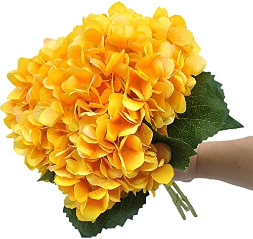 6Pcs 18" Yellow Silk Hydrangea Artificial Flowers - Image 4