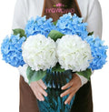 2Pcs White/ 4Pcs Blue 20" Hydrangea Artificial Flowers Silk Large Faux Floral Lifelike for Office Party DIY by IYGWQWO