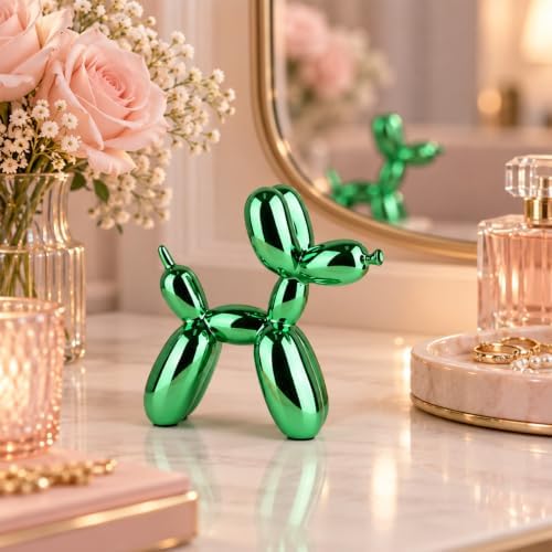 Green Balloon Dog Decor,Balloon Animal Decor,Shelf Decor Preppy Room Decor,Cute Statue Home Decor, Bedroom Modern Sculpture Desk Decor,Office Gold Decorations Small Figurines - Image 5
