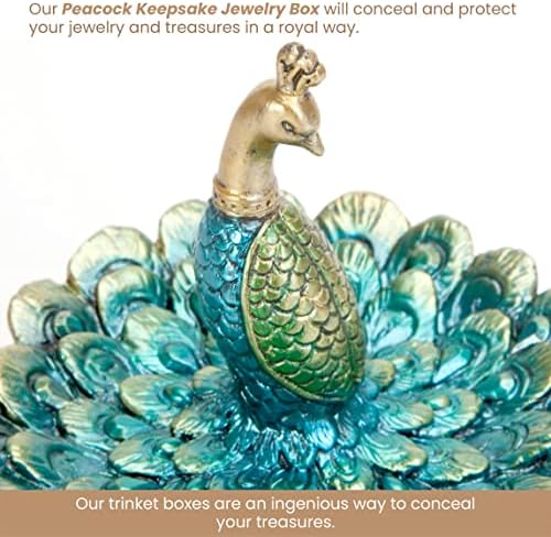 Bits and Pieces Peacock Jewelry Box Small Trinket Box - Image 3