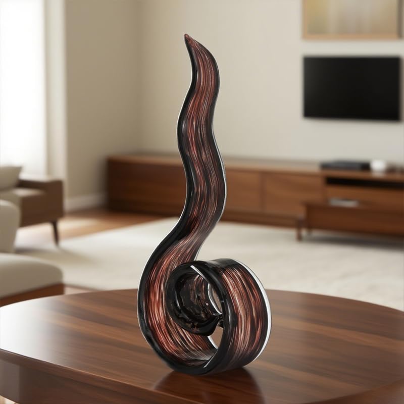 11.4" Tall Hand Blown Glass Sculpture, Murano Style Art Glass Figurine, Modern Coastal Home Decor Accent for Shelf, Table, TV Stand, Living Room Decoration - Image 5