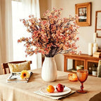 8Pcs Babys Breath Fall Flowers Artificial Silk Faux Flowers Beige Brown - Image 4