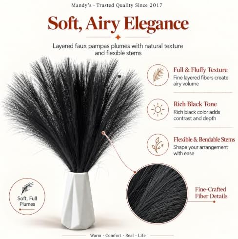 Mandy's 20 Stems Black Silk Pampas Grass Bouquet - Image 2