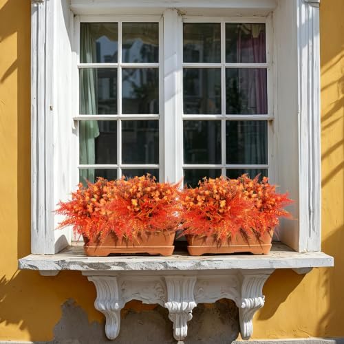 RECUTMS Fall Artificial Flowers for Outdoors,Orange Fake Flowers Plants - Image 6