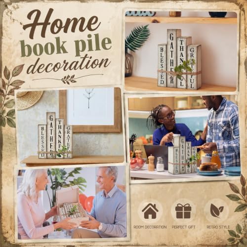 Lineshading 4 Pcs Inspirational Table Decor Wooden Book Gather Blessed Sign - Image 6