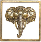 Newinhome Animal Heads Wall Decor (Includes Metal Frame) Resin Animals Sculptures Head Wall Hanging Decoration Gold vintage Wall Sculpture for Living Room Bedroom Office (Elephant) by Newinhome
