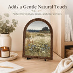 Rustic Farmhouse Tabletop Decor Sign, Arched Wooden Frame Wildflower Meadow Artwork for Desk Shelf Display, Soft Floral Landscape Accent, Gift for Home Decor Lovers - Image 2