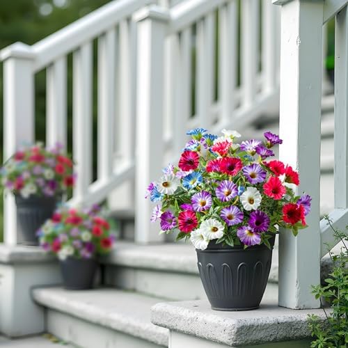 Colorful Artificial Morning Glory Flowers for Outdoor Planters, Premium UV Resistant Silk Faux Flowers for Porch, Hanging Basket & Window Box, Vibrant Garden Decor, No Pot, 13.3 Inch, 4 Bundles - Image 5