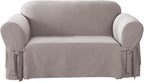 SureFit Cotton Duck Loveseat Box Cushion One Piece Slipcover, Furniture Cover by SureFitInc