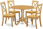 East West Furniture DLBO5-OAK-W 5 Piece Dining Set Includes a Round Dining Room by EastWestFurniture