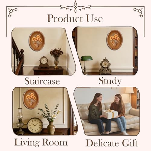 SIKOO Vintage Wall Sculptures Bronze Gold Sunflower Wall Art Hand Painted Ornate Wall Hanging Decoration Antique Pediment Wall Statue Ornament Decor Gallery for Kitchen Bedroom Living Room - Image 6