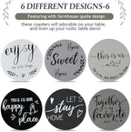 Queekay House Warming Gifts New Home Farmhouse Coasters Set of 6, Gray - Image 4