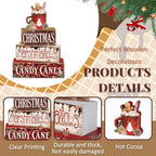 Moucuny 4 Pcs Christmas Hot Cocoa Wooden Block Set, Tiered Tray Decor - Image 3