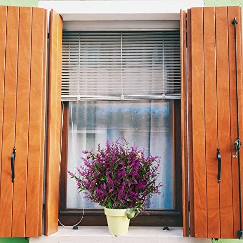 XLFAQXM 8 Pack Artificial Plants Flowers Grass Shrubs Lavender No Fade Faux Plastic Flowers Outdoor for Farmhouse Garden Porch Patio Indoor Wedding Decoration Greenery Fake Plants uv Resistant - Image 5
