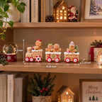 Hodao 9.25IN Gingerbread Train Figurine, Home Tabletop Decor for Christmas - Image 6