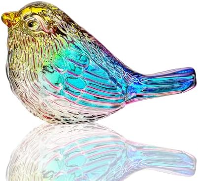 3 Inch Colorful Blown Glass Bird Collectible Figurines for Home Table Decor by HDHYALINEDORA