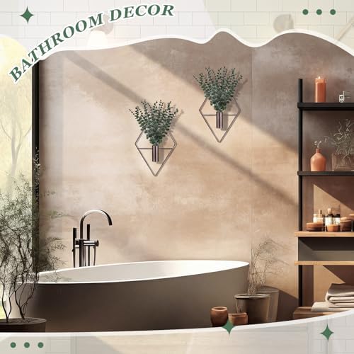 Jexine 4 Pcs Hanging Artificial Planters Wall Decor, Bronze, Eucalyptus - Image 7