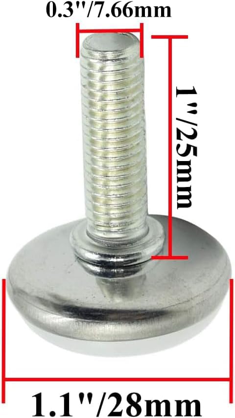 Screw on Furniture Glides Adjustable Furniture Leg Base Leveller M8 x 25mm - Image 2