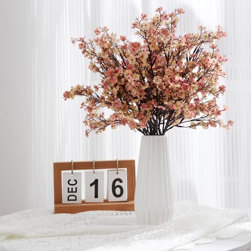 8Pcs Babys Breath Fall Flowers Artificial Silk Faux Flowers Beige Brown - Image 5