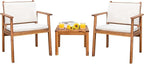 Devoko Patio Set 3 Piece Acacia Wood Outdoor Furniture Conversation Seat by DEVOKO