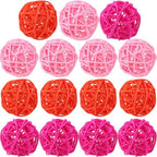 Yaomiao 15 Pieces Vase Filler Rattan Balls Decorative for Craft, Party, Wedding Table Decoration, Aromatherapy Accessories, 1.8 Inch (Pink, Rose Red, Orange) by Yaomiao